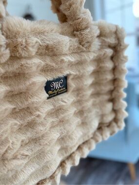 MC Minky Couture Tan Faux Fur Shoulder Tote
